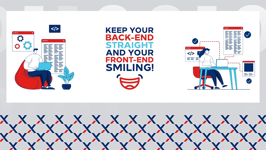 e-Tax back-end and front-end development mural with coding illustrations
